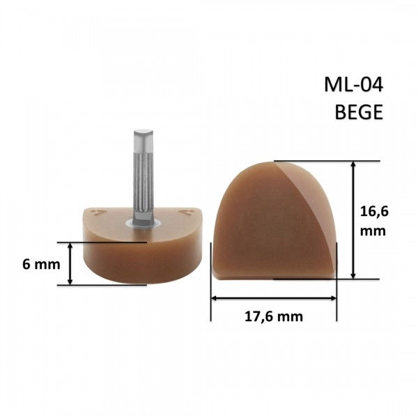 Taco ML-04 Meia Lua Bege 16,6x17,6x6 mm - Pacote com 10 Pares