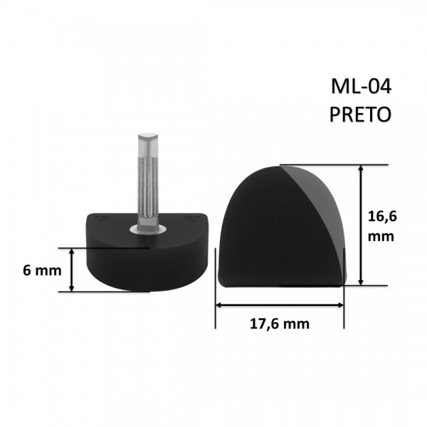 Taco ML-04 Meia Lua Preto 16,6x17,6x6 mm - Pacote com 10 Pares