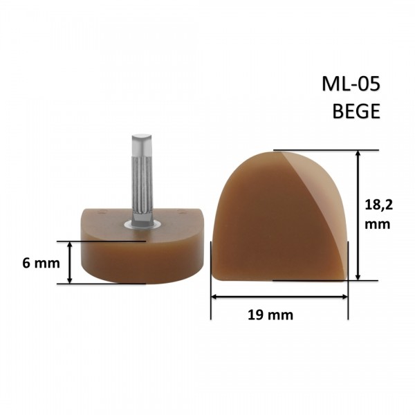 Taco ML-05 Meia Lua Bege 18,2x19x6 mm - Pacote com 10 Pares
