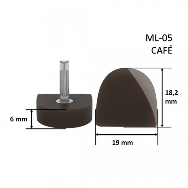 Taco ML-05 Meia Lua Café 18,2x19x6 mm - Pacote com 10 Pares