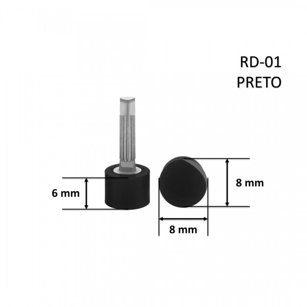 Taco RD-01 Redondo Preto 8x8x6 mm - Pacote com 10 Pares