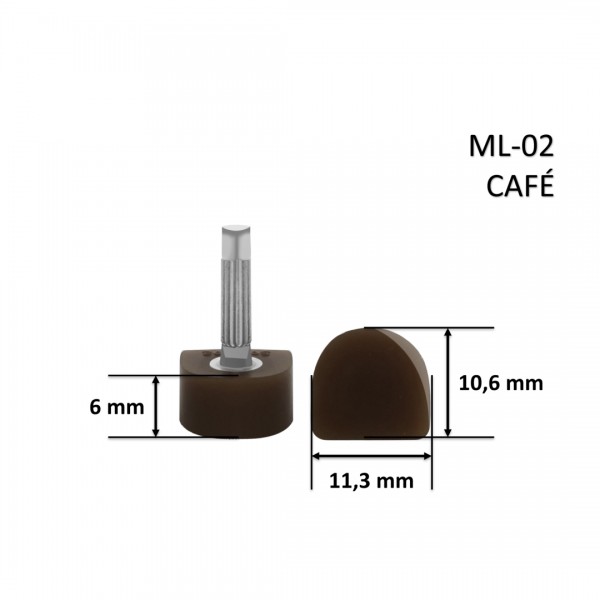 Taco ML-02 Meia Lua Café 10,6x11,3x6 mm - Pacote com 10 Pares