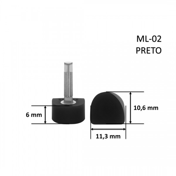 Taco ML-02 Meia Lua Preto 10,6x11,3x6 mm - Pacote com 10 Pares