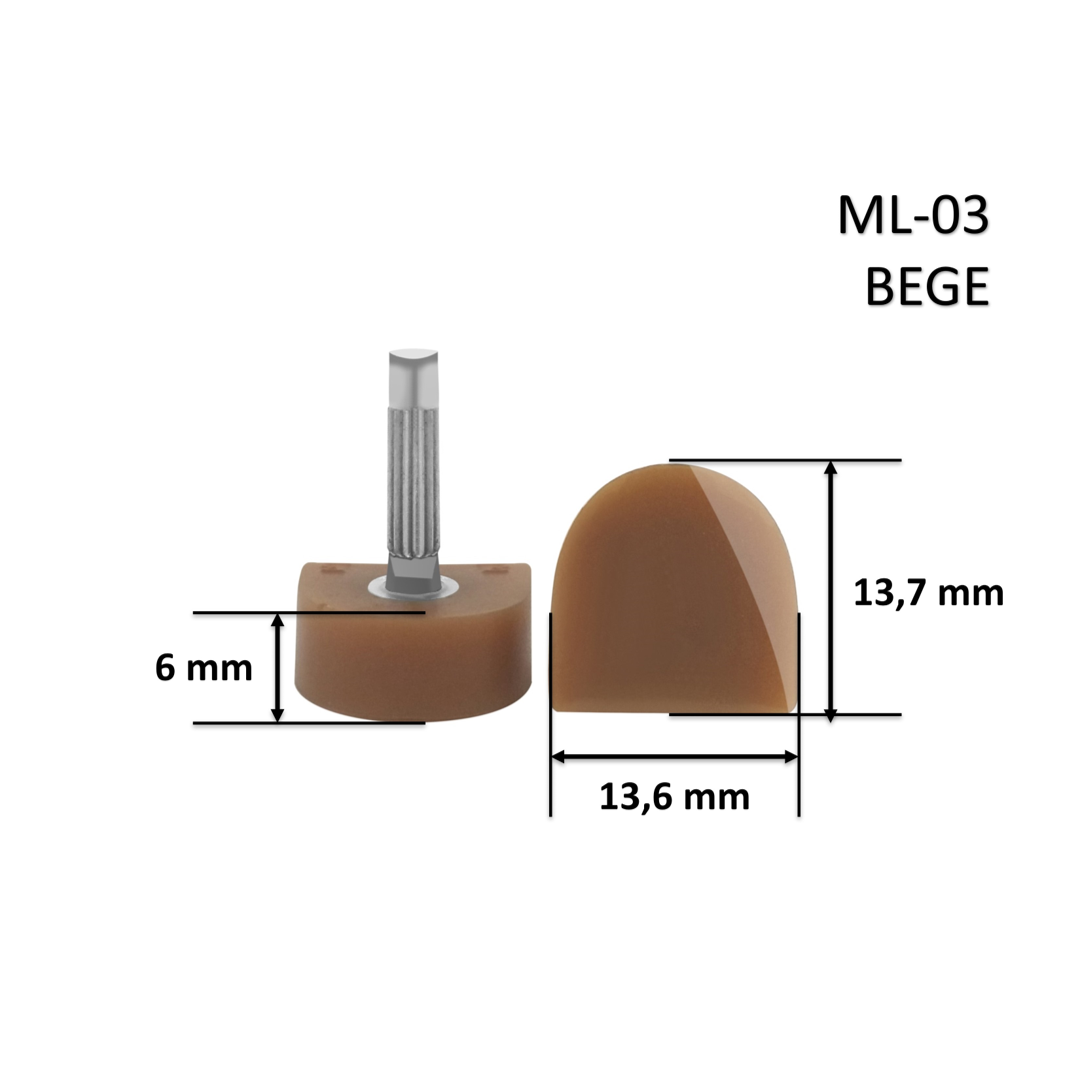 Taco ML-03 Meia Lua Bege 13,7x13,6x6 mm - Pacote com 10 Pares