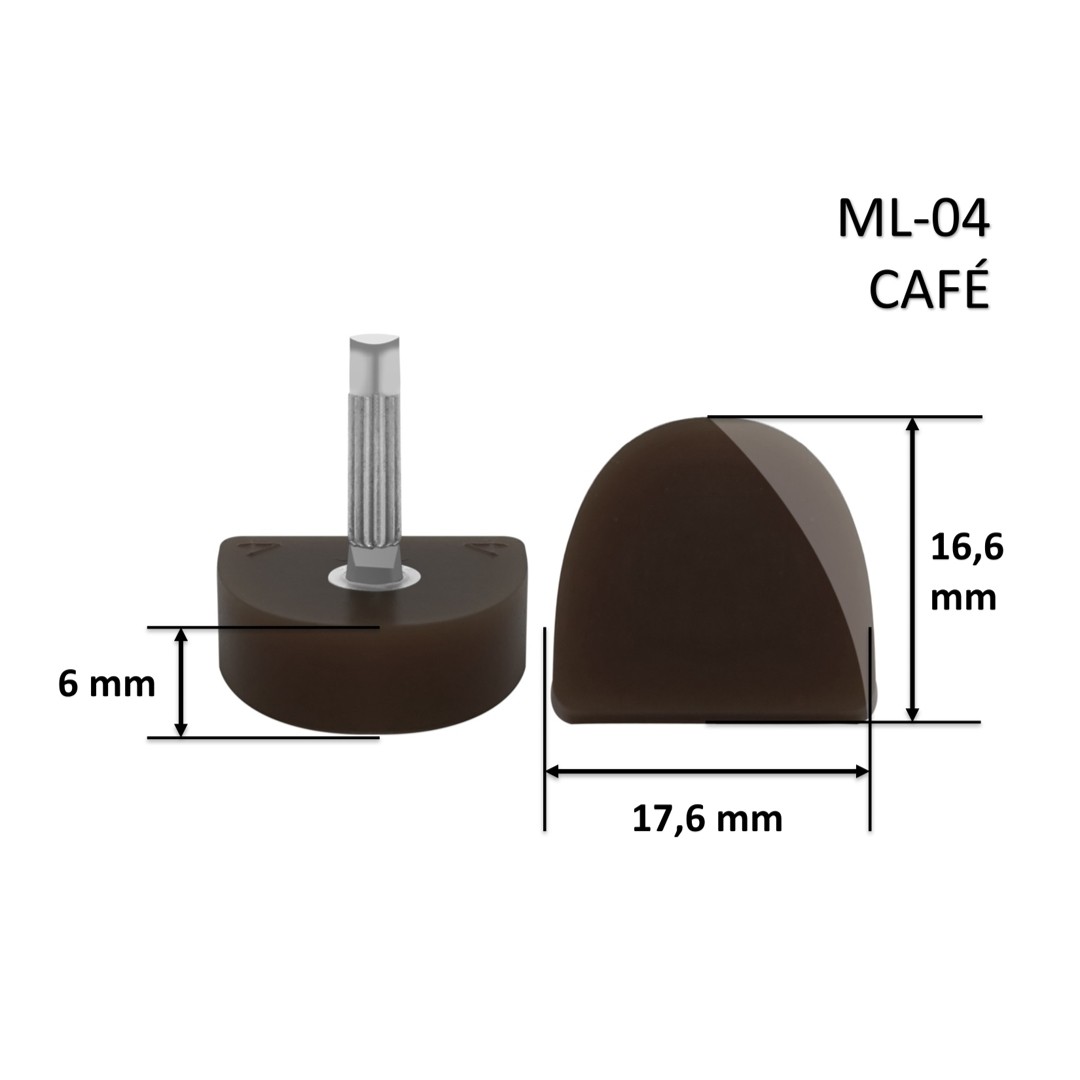 Taco ML-04 Meia Lua Café 16,6x17,6x6 mm - Pacote com 10 Pares