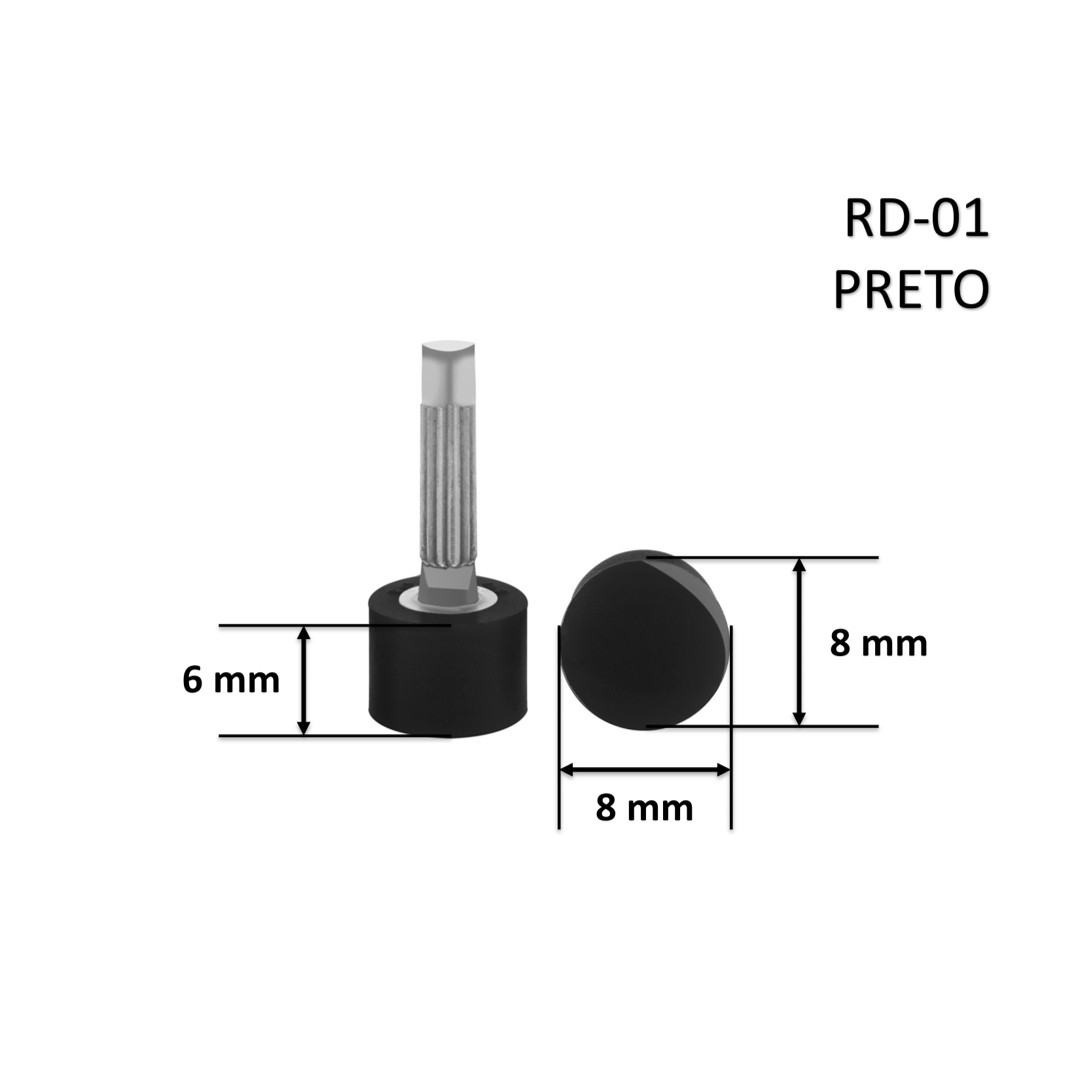 Taco RD-01 Redondo Preto 8x8x6 mm - Pacote com 10 Pares