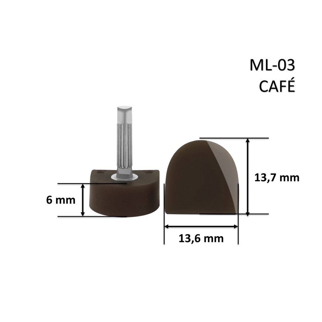 Taco ML-03 Meia Lua Café 13,7x13,6x6 mm - Pacote com 10 Pares