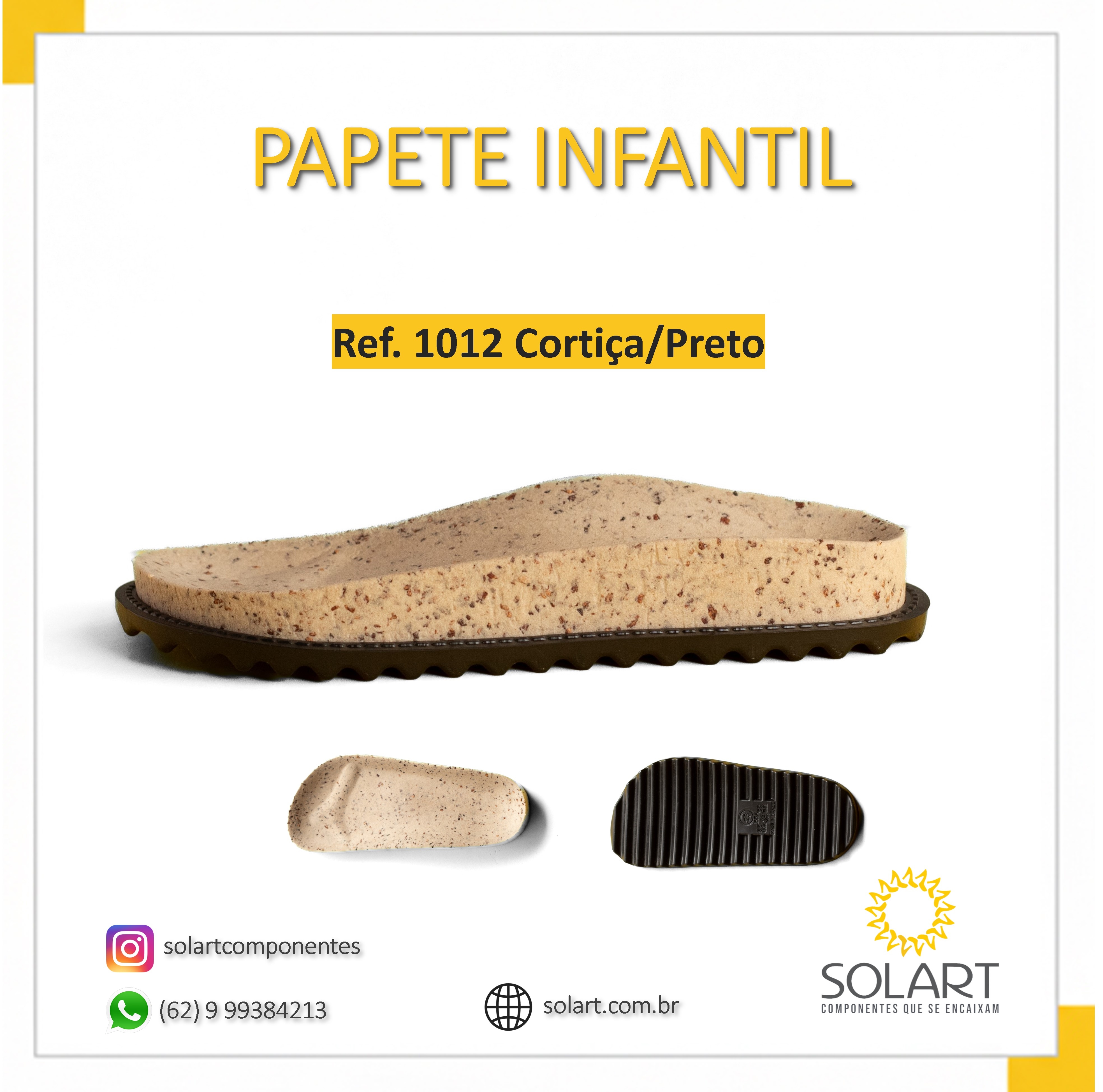 Solado Papete Infantil Corti&ccedil;a e Preta