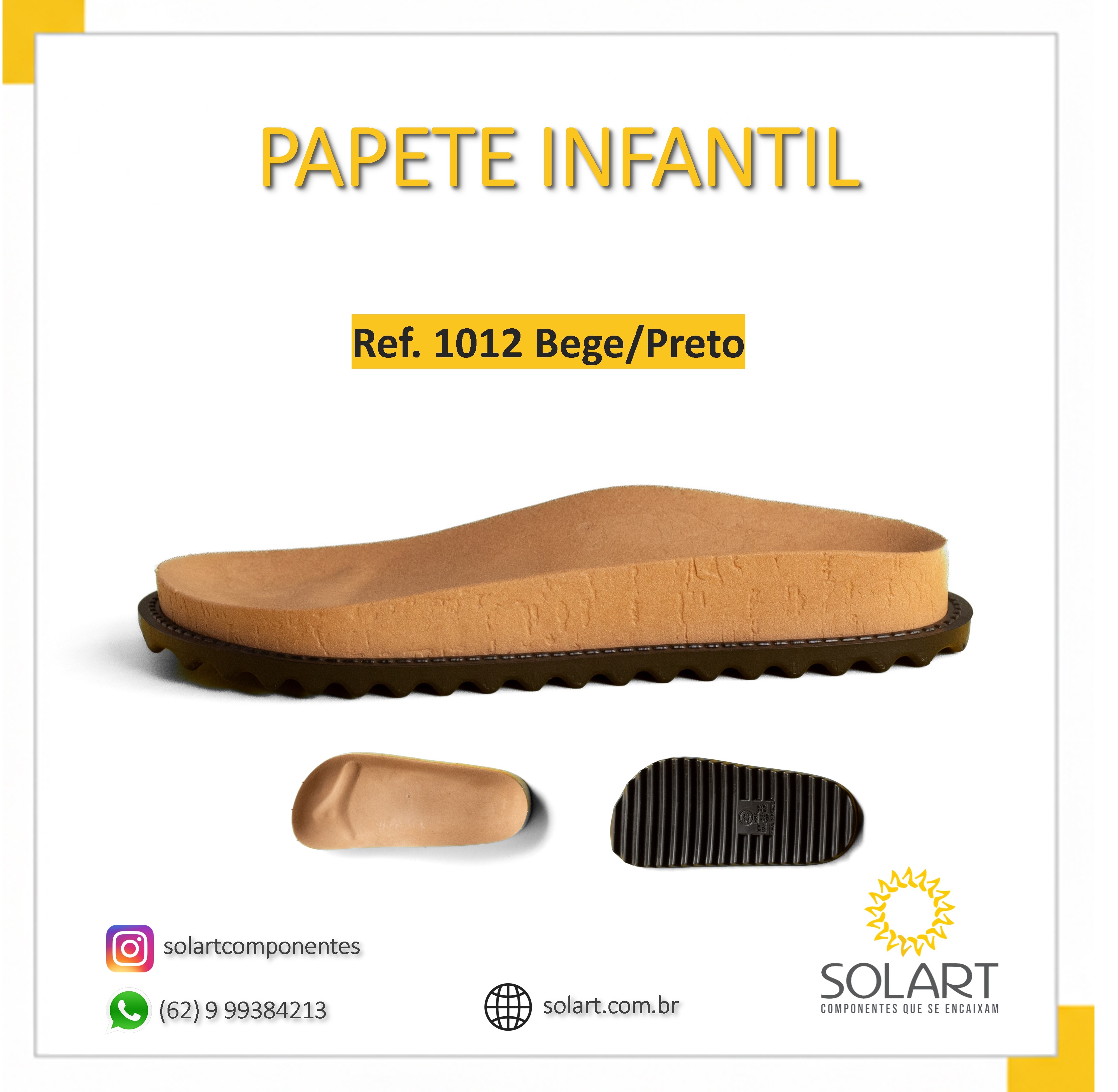 Solado Papete Infantil Bege e Preta