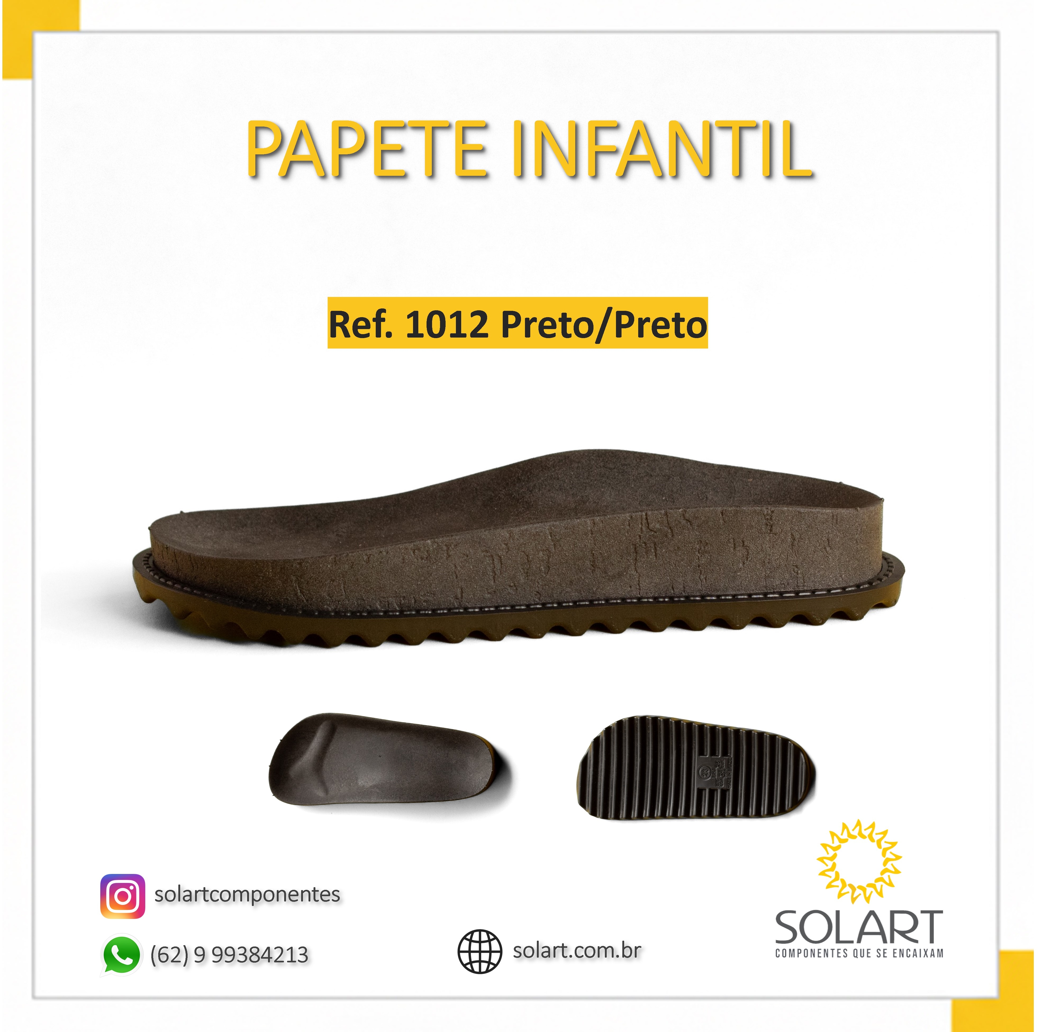 Solado Papete Infantil Preto e Preta